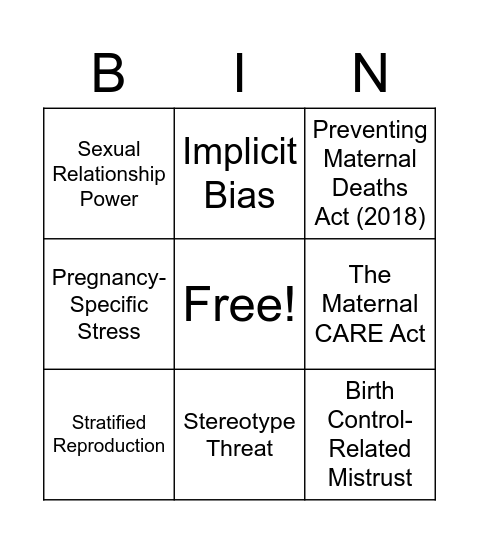 ROAR Bingo Card