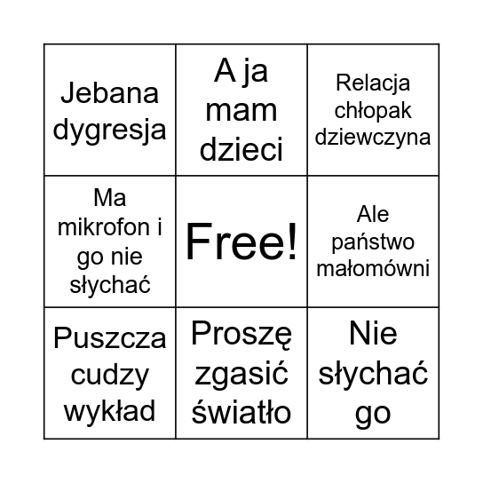 Grzesiuuuuuuuuu Bingo Card