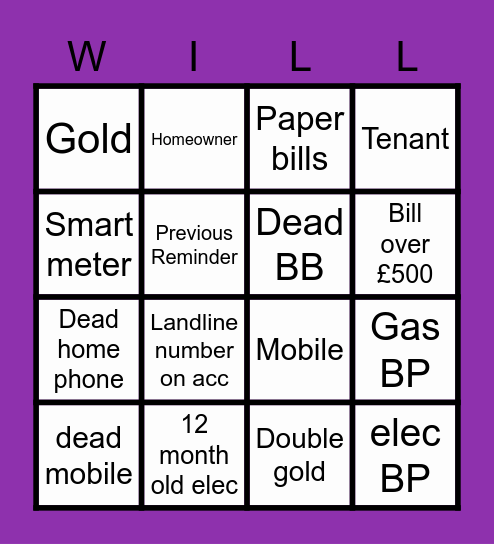 William Bingo Card