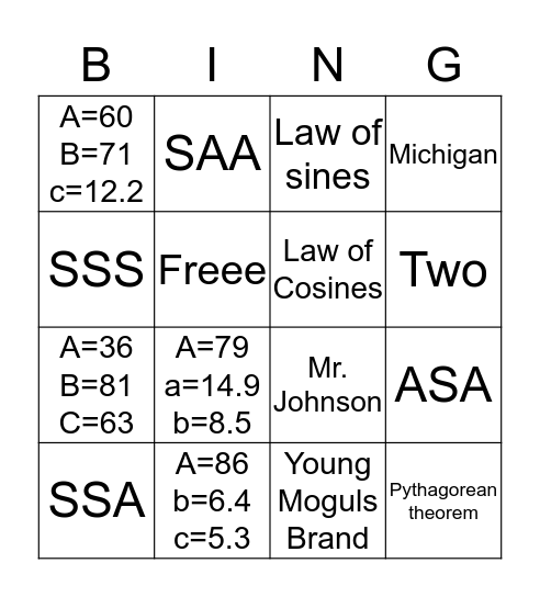 LOS/LOC Bingo Card