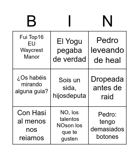 Daniel y los Dragones Bingo Card