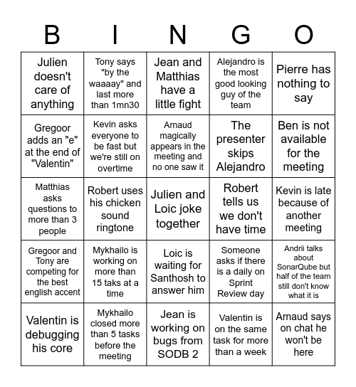 Daily B1 Bingo - Dog Team Edition Bingo Card