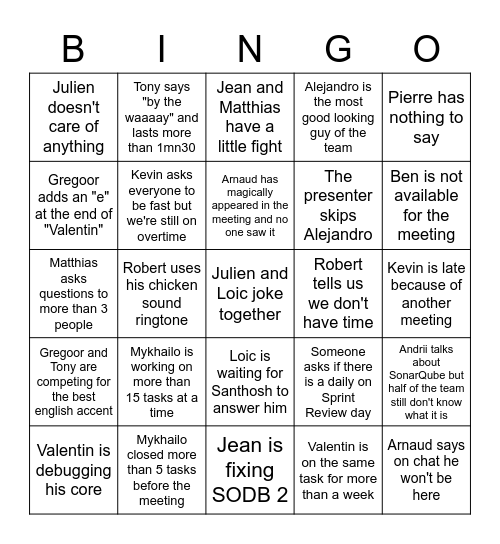 Daily B1 Bingo - Dog Team Edition Bingo Card