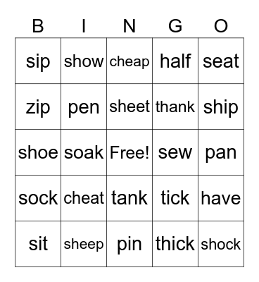 English Club Bingo Card