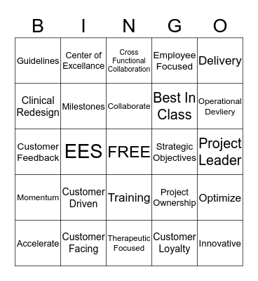 BUZZ WORD Bingo Card