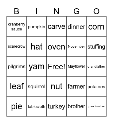 Thanksgiving Puzzle Bingo Card