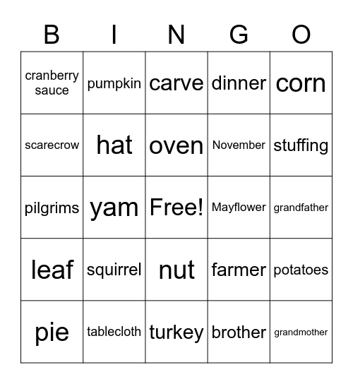 Thanksgiving Puzzle Bingo Card