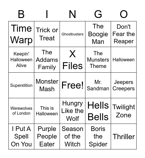 Halloween Bingo Card