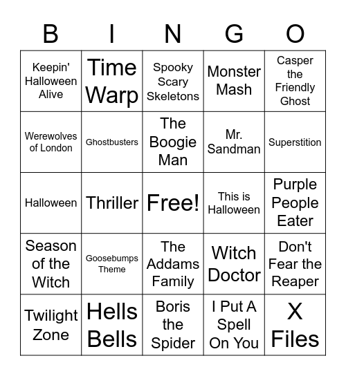 Halloween Bingo Card