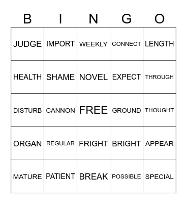 Bingo Homework_1 Bingo Card