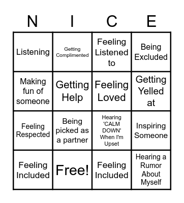 Golden Rule Bingo Card