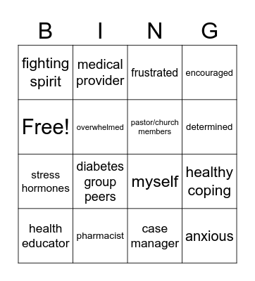 Healthy Coping Bingo Card