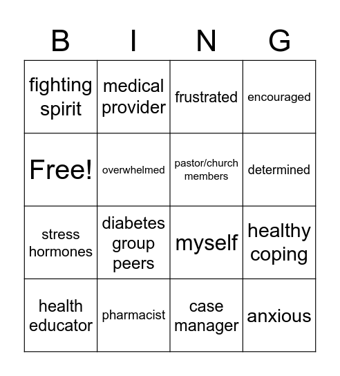 Healthy Coping Bingo Card