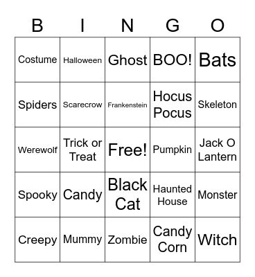 Halloween BINGO Card