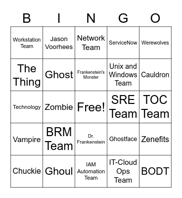 3rd Annual TSO Spooktacular Event Bingo Card