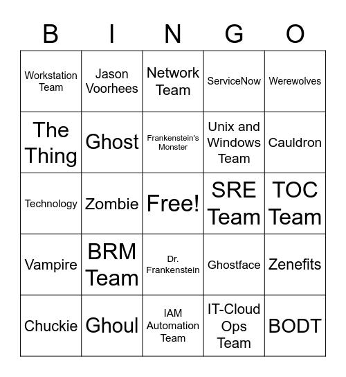 3rd Annual TSO Spooktacular Event Bingo Card