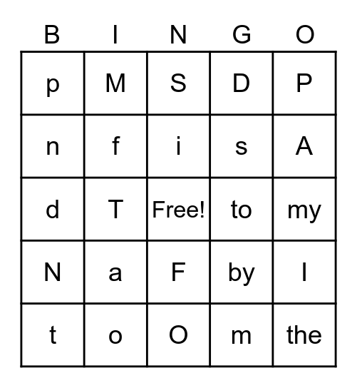 Alphabet BINGO Card