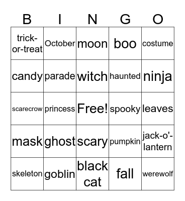 Happy Halloween Bingo Card