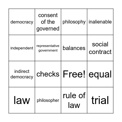 Unit 2 Vocabulary Bingo Card