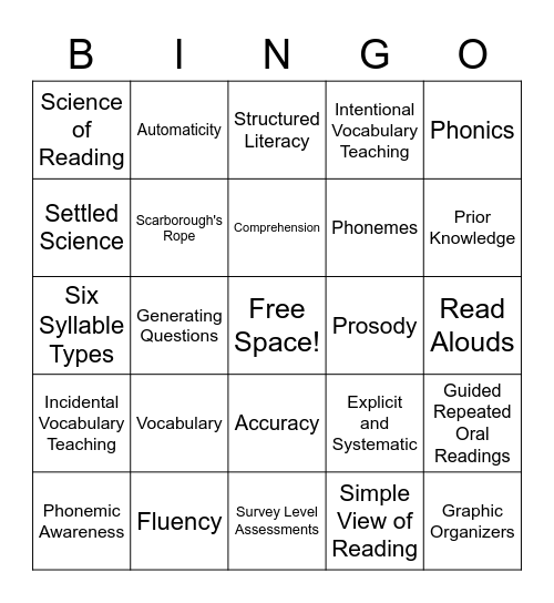 Reading Bingo Card