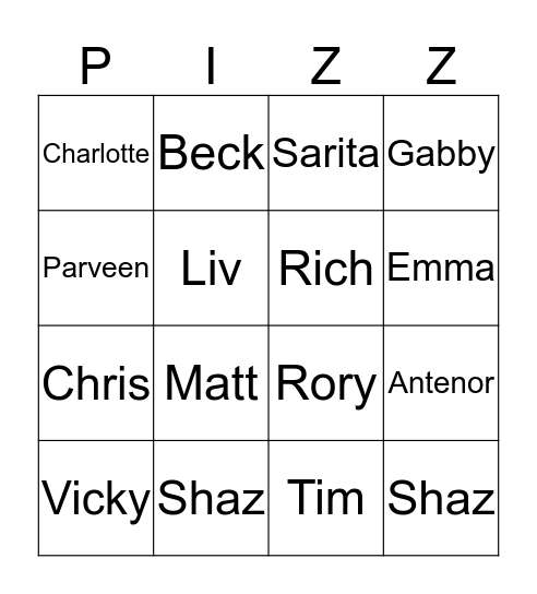 Sorry, I never got your name... Bingo Card