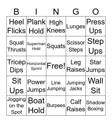 Fitness Bingo! Bingo Card