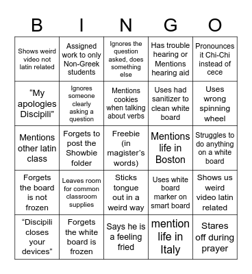 Magister Bingo Card
