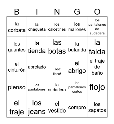 LA ROPA Bingo Card