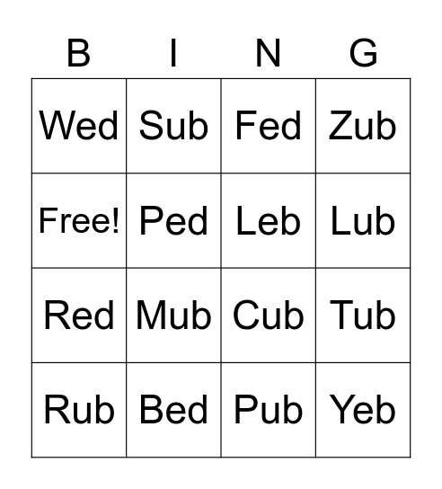 Ed/ub Bingo Card