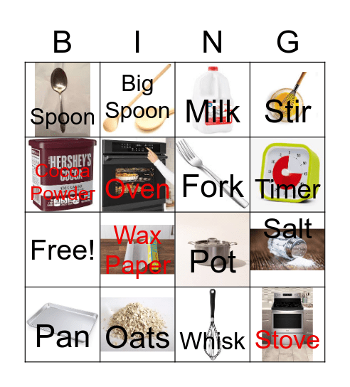 Cookie Bingo Card