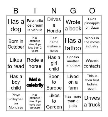 GET TO KNOW US!!! Bingo Card