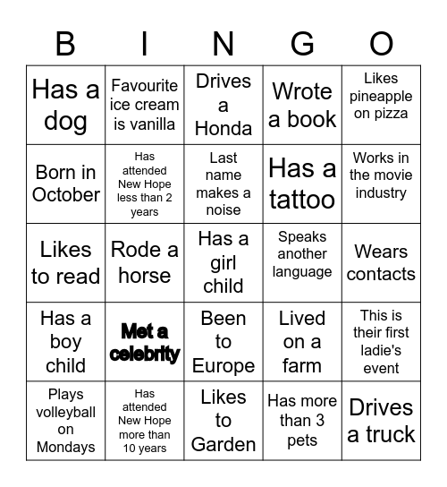 GET TO KNOW US!!! Bingo Card
