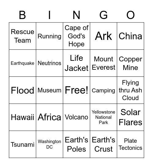 2012 Movie Bingo Card