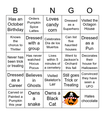 Halloween Find Someone Who Bingo Card