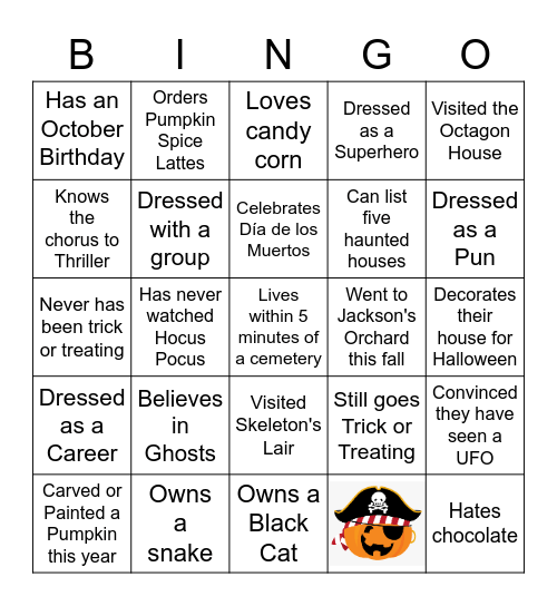 Halloween Find Someone Who Bingo Card