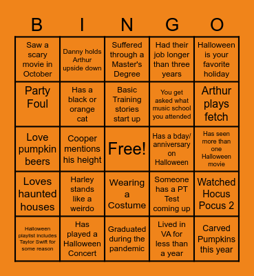 Halloween Spooktacular! Bingo Card