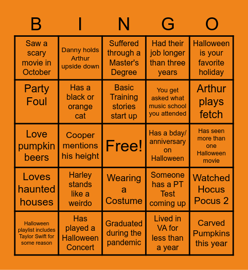 Halloween Spooktacular! Bingo Card