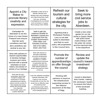 Partnership Priorities Bingo Card