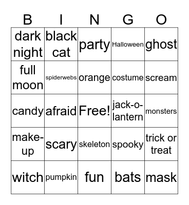 Halloween Bingo Card