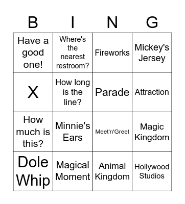 Disney! Bingo Card