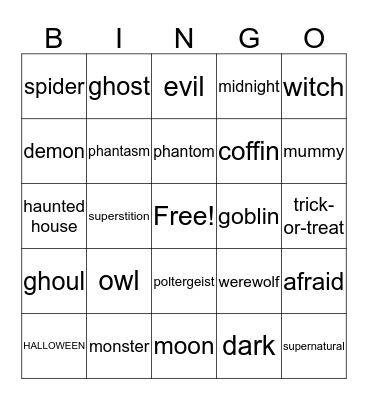 Halloween Bingo Card