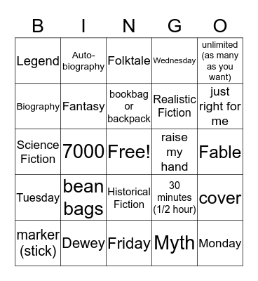 Library Bingo Card