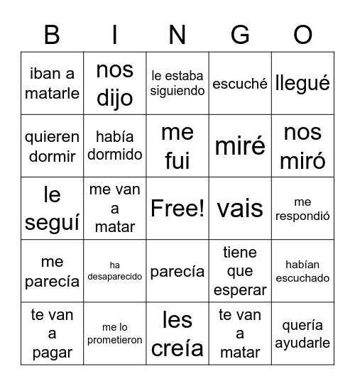 Don Quijote Ch. 2-3 Bingo Card