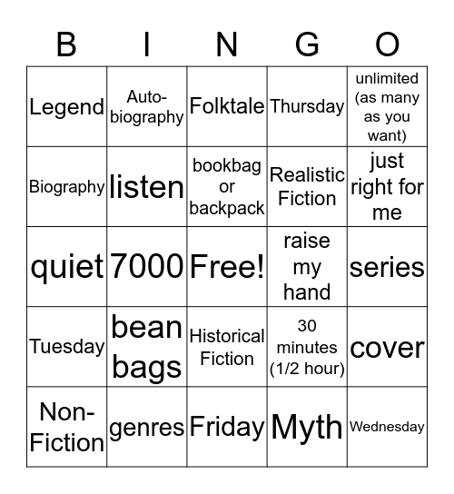 Library Bingo Card