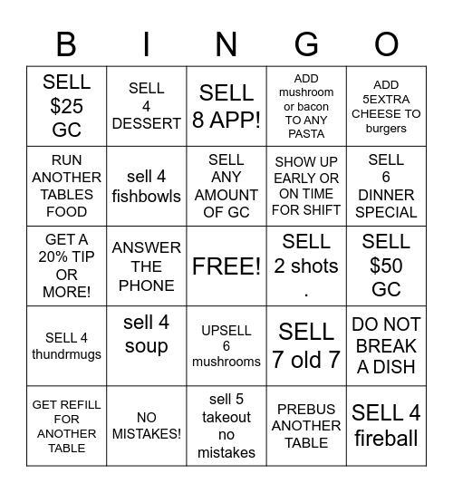 SERVER BINGO Card