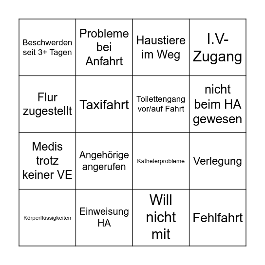 Einsatzbingo Card