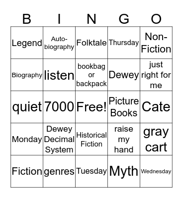 Library Bingo Card