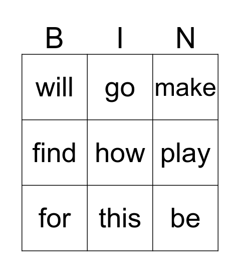 Bingo Card