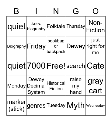 Library Bingo Card