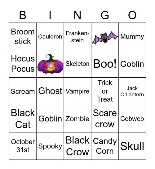 Halloween Party 2022 Bingo Card